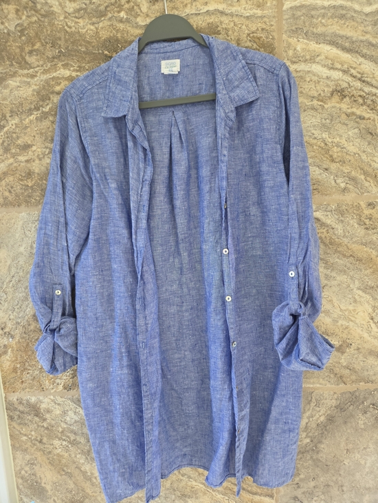 Sigrid Olsen Tops - Sigrid Olsen Light Blue Heather Button Shirt 100% Linen Medium EUC